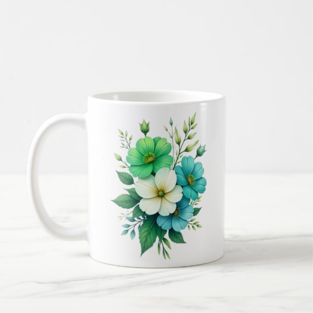 Mug Blue White Flowers Bouquet-57453 (Gauche)
