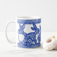 Blue Willow Lapin Lapin Gros Motif Whimsical