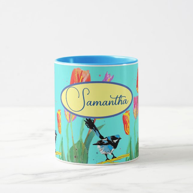 Mug Blue Wren Australian Bird Bird Birds Womans Nom (Centre)