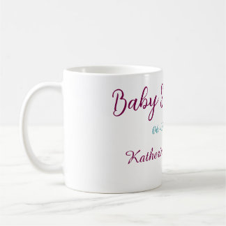 Mug Blue yellow baby shower name date animal ear cute 