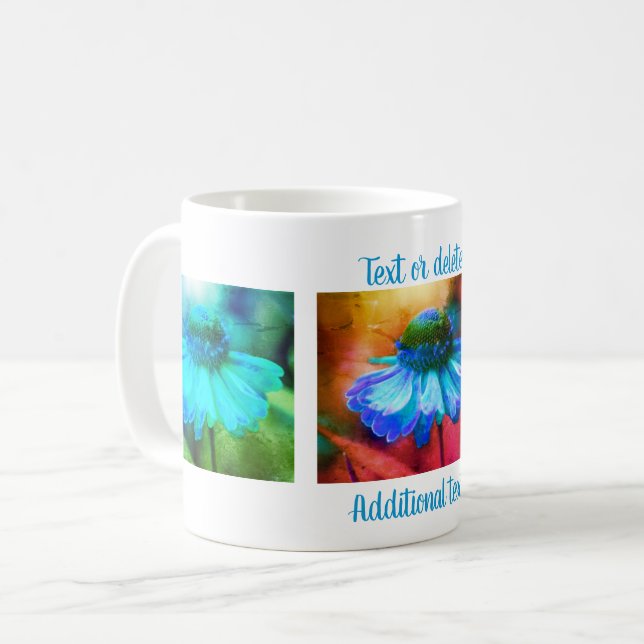 Mug Blue Zinnia Floral Art Personnalisé (Devant gauche)