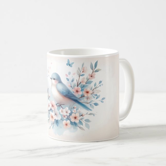 Mug Bluebird Blossom Watercolor Serenity (Devant droit)