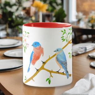 Mug Bluebirds Musique rouge et blanche
