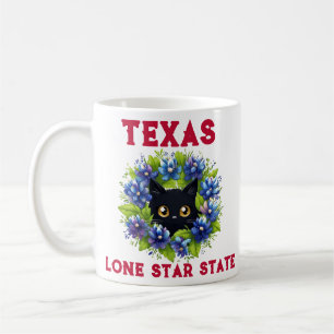Mug Bluebonnets Cute Cat Texas Fleurs Lupine