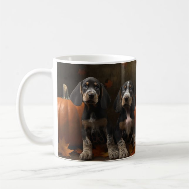 Mug Bluetick Coonhound Chiot Automne Citrouille de pla (Gauche)