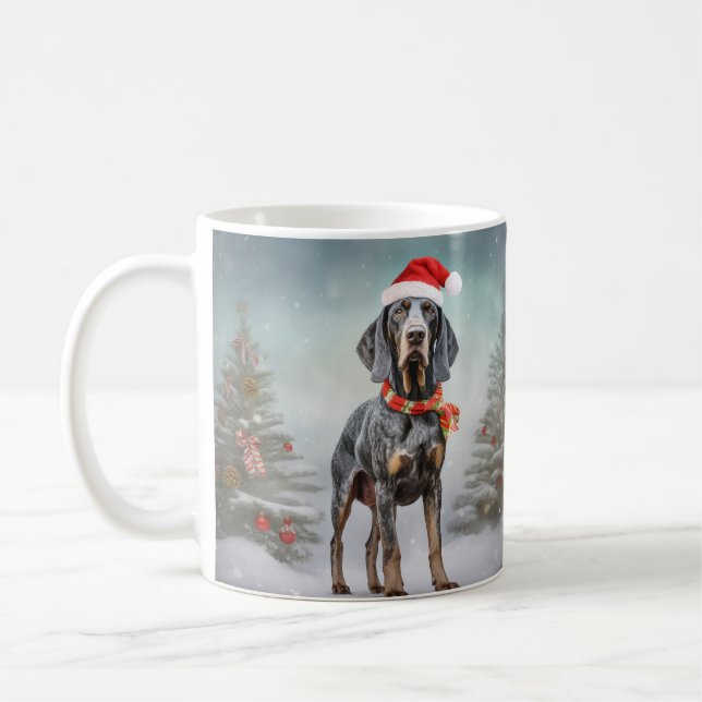 Mug Bluetick Coonhound Dog en Noël de neige (Gauche)