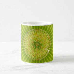 Mug Blume des Lebens   klein vert radial BG