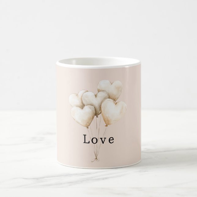 Mug Blush Cream Hearts Balloons Love (Centre)