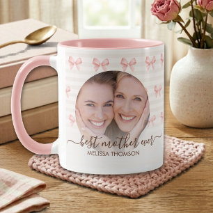 Mug Blush Crème Élégant Rose Meilleure Mère Photo Ever