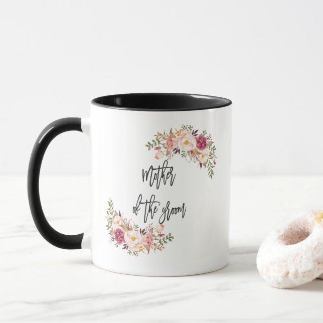 Mug Blush Floral écriture manuscrite Mère de la chambr (Avec donut)