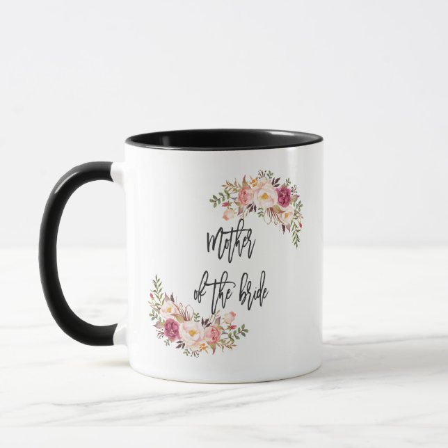 Mug Blush Floral écriture manuscrite mère de la mariée (Gauche)
