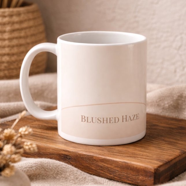 Mug Blush Ivory Arc Glow Classic Mug, 11 oz (Minimal Blushed Haze script with warm neutral color blend)