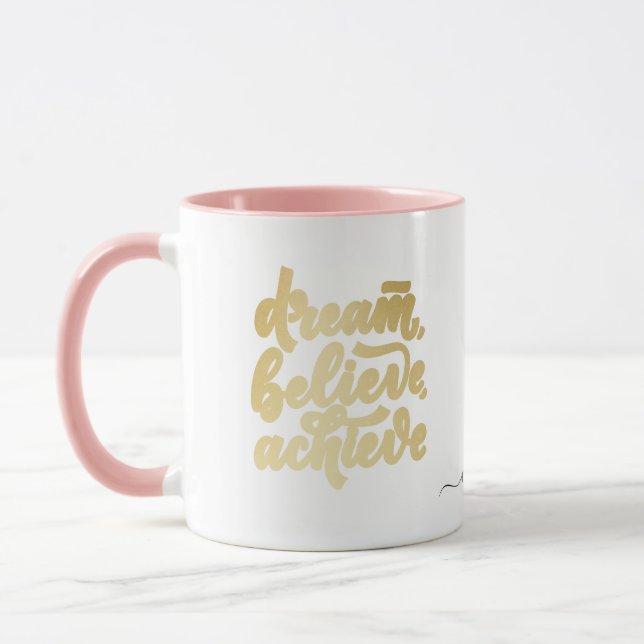 Mug Blush Pink Dream Croire Atteindre Motivational M (Gauche)