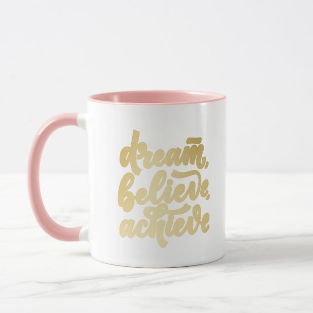 Mug Blush Pink Dream Croire Atteindre Motivationnel (Gauche)