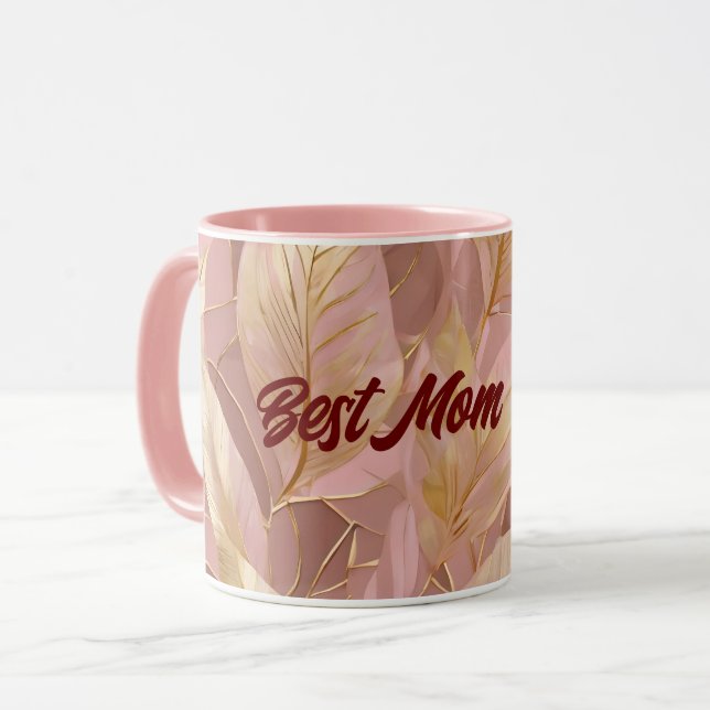 Mug Blush Pink Gold Boho Modern Leaves Collection (Devant gauche)