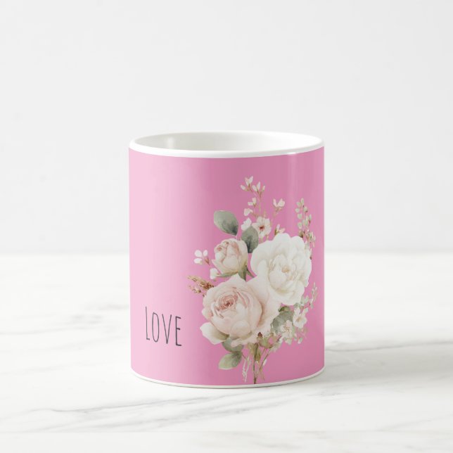 Mug Blush Pink White Roses Floral (Centre)