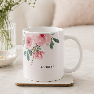 Mug Blush rose aquarelle floral Belle