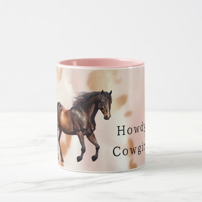 Mug Blush Rose Tan Southwest Faux Cowgirl Cowhie (Centre)