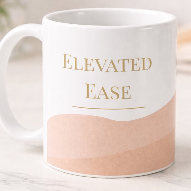 Mug Blush Taupe Gold Classic Mug, 11 oz (Clean white, blush warmth, and taupe serif details designed for calm, intentional sipping.)
