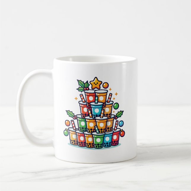 Mug Boba Christmas Tree - Funky Bubble Tea Holiday (Gauche)