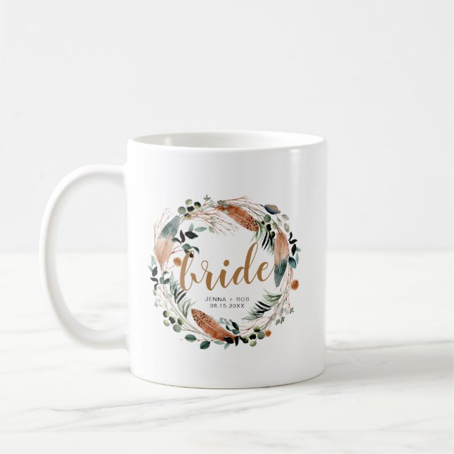 Mug Bohème Plume de verdure Mariee Boho (Gauche)