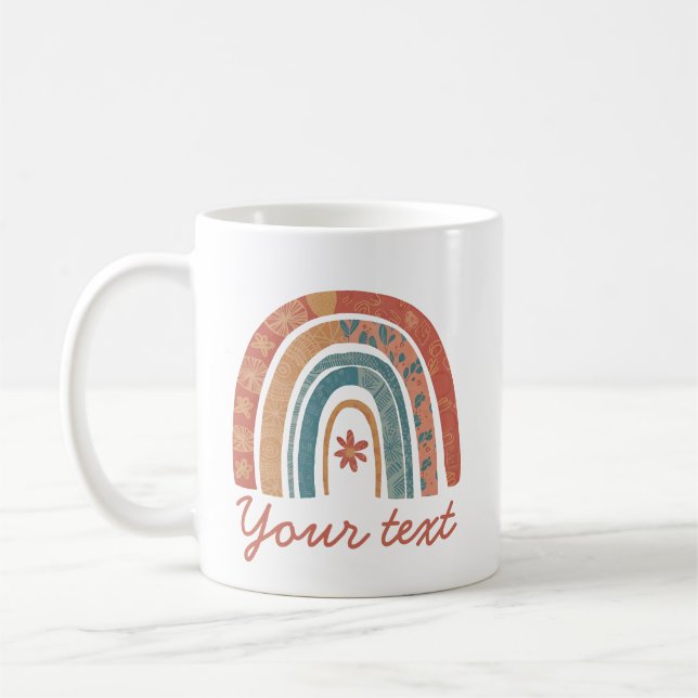 Mug Boho Arc-en-ciel et fleur mignon Musique (Gauche)