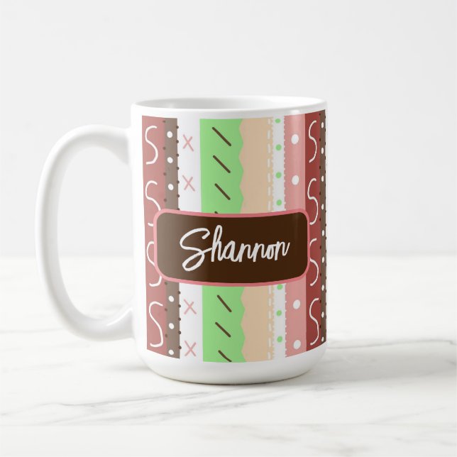 Mug Boho Brown, Bourgogne, vert et mauve Whimsical (Gauche)