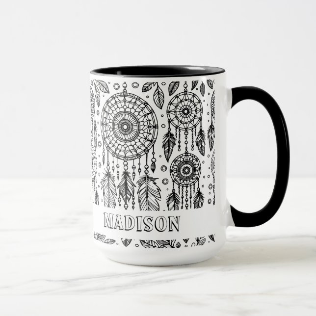 Mug Boho Dreamcatcher Feathers Nom de coloration (Droite)