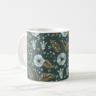 Mug Boho Floral Motif Bleu