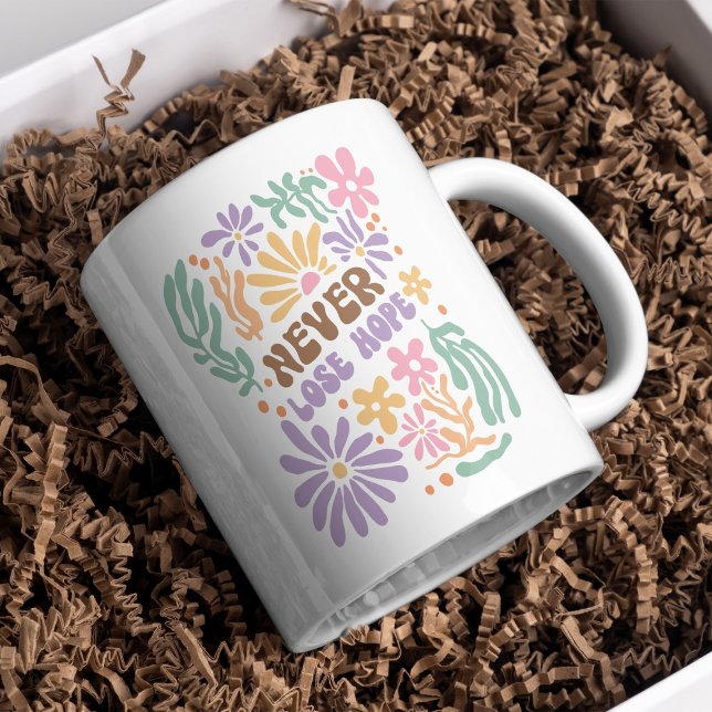 Mug Boho Floral Retro ne perdez jamais espoir (Créateur téléchargé)