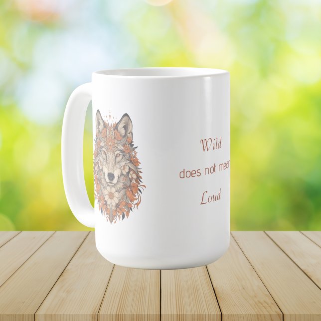 Mug Boho Floral Wolf Psychedelic Art  (Créateur téléchargé)