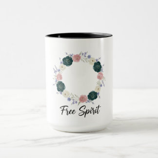 Mug Boho Floral Wreath "Free Spirit"