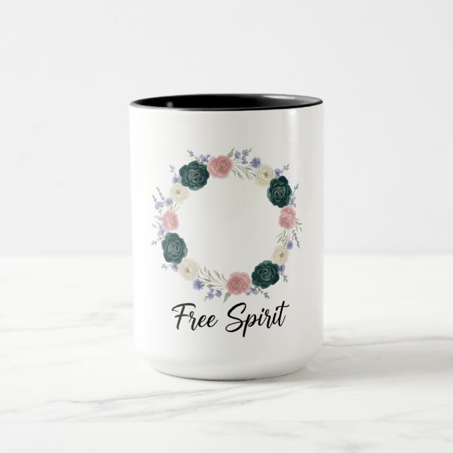 Mug Boho Floral Wreath "Free Spirit" (Centre)