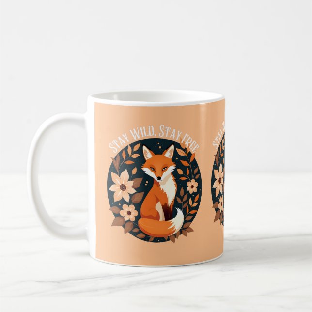 Mug Boho Fox "Stay Wild, Stay Free" Woodland Design (Gauche)