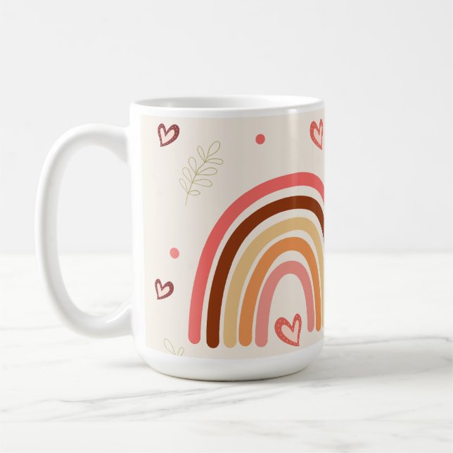 Mug Boho moderne arc-en-ciel Pois Amour et Harts (Gauche)