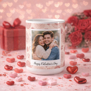 Mug Boho personnalisé photo et texte Saint-Valentin