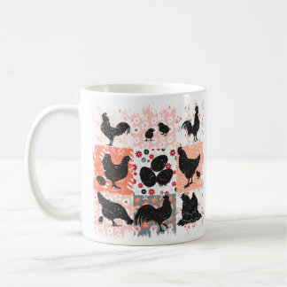 Mug Boho Poulets Cottagecore esthétique rétro Floral