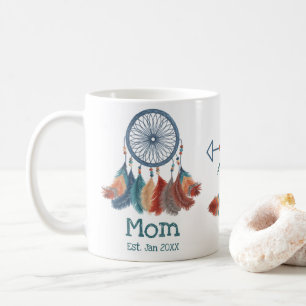 Mug Boho Retro Dreamcatcher Maman Date d'établissement