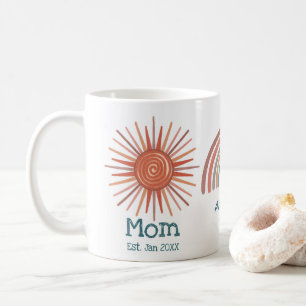 Mug Boho Retro Sun Rainbow Moon Maman établie