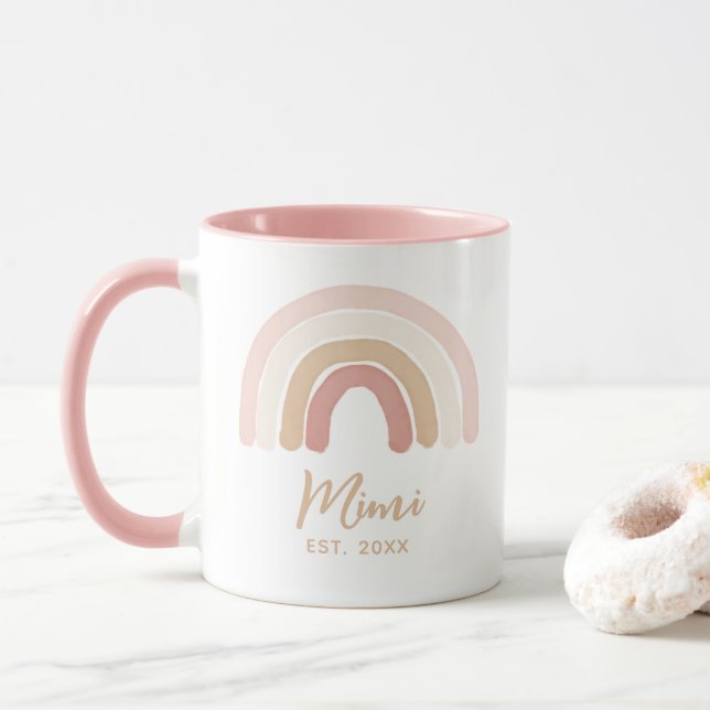 Mug Boho rose Rainbow Mimi a établi la fête des mères (Avec donut)