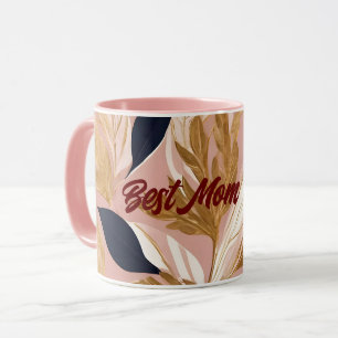 Mug Boho rose vif Feuilles Collection moderne