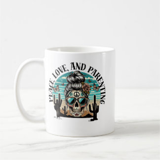 Mug Boho Skull Peace and Parenting T-Shirt – Retro Des