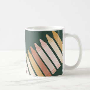 Mug Boho tendance couleurs Crayon Nom de l'enseignant