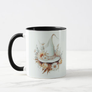 Mug Boho White sorcières Casquette et fleurs Green Hal