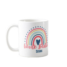 Boho Work Bestie Custom Mug, collègue de travail