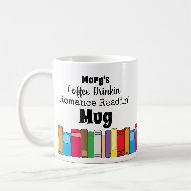Mug Boire du café, Romance Lecture Livre Stack (Gauche)
