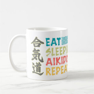Mug Boire Manger Dormir Aikido Répéter Vintage Rét