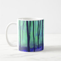 "Bois Bluebell" Vert Bleu Printemps Art