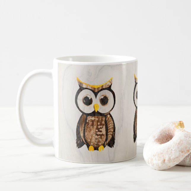 Mug Bois - Chouette - Owl (Avec donut)