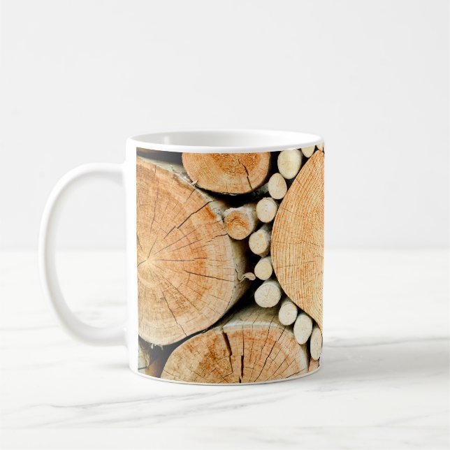 Mug Bois de bois de coeur bole bois de chauffage (Gauche)